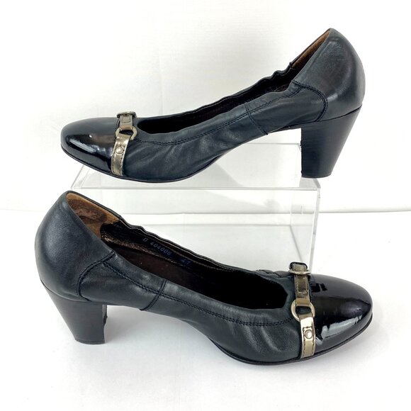 AGL Pumps 41 Attilio Giusti Leombruni Luxury Shoes Genuine Leather 9.5 Cap Toe - Picture 3 of 10